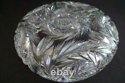 Vintage American Brilliant Large Ornate Round Cut Glass Crystal Bowl