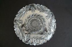Vintage American Brilliant Large Ornate Round Cut Glass Crystal Bowl