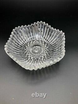 Vintage American Brilliant Period ABP Cut Glass Crystal Hexagonal Bowl Dish, 6
