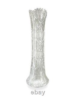 Vintage American Brilliant Period Cut Glass Tall 12 Crystal Vase