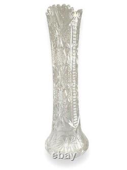 Vintage American Brilliant Period Cut Glass Tall 12 Crystal Vase