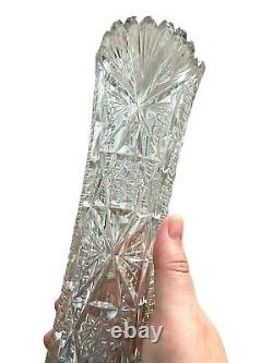 Vintage American Brilliant Period Cut Glass Tall 12 Crystal Vase