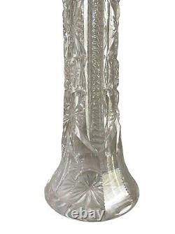Vintage American Brilliant Period Cut Glass Tall 12 Crystal Vase