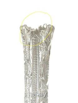 Vintage American Brilliant Period Cut Glass Tall 12 Crystal Vase
