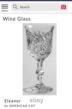 Vintage American Cut Crystal Company wine glass in the Eleanor pattern