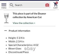 Vintage American Cut Crystal Company wine glass in the Eleanor pattern