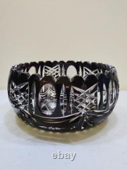 Vintage/Antique 1950s Bohemian Czech Cut Crystal Bowl, MCM, Star of David