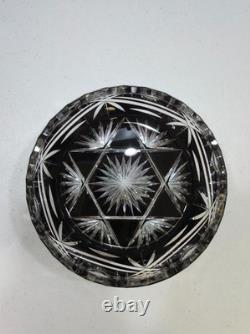 Vintage/Antique 1950s Bohemian Czech Cut Crystal Bowl, MCM, Star of David