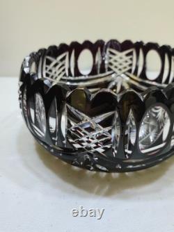 Vintage/Antique 1950s Bohemian Czech Cut Crystal Bowl, MCM, Star of David