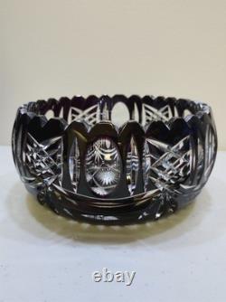 Vintage/Antique 1950s Bohemian Czech Cut Crystal Bowl, MCM, Star of David