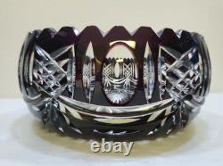 Vintage/Antique 1950s Bohemian Czech Cut Crystal Bowl, MCM, Star of David