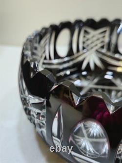 Vintage/Antique 1950s Bohemian Czech Cut Crystal Bowl, MCM, Star of David