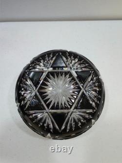 Vintage/Antique 1950s Bohemian Czech Cut Crystal Bowl, MCM, Star of David