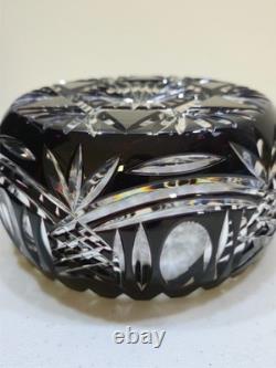 Vintage/Antique 1950s Bohemian Czech Cut Crystal Bowl, MCM, Star of David