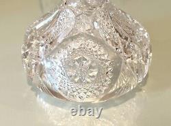 Vintage Antique Crystal Cut Glass Bowl Decor Flower Vase 8H
