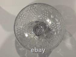 Vintage Antique Intaglio Cut Crystal Glass Centerpiece Compote Grapes Decoration