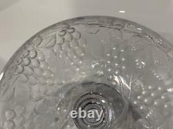 Vintage Antique Intaglio Cut Crystal Glass Centerpiece Compote Grapes Decoration