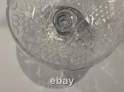 Vintage Antique Intaglio Cut Crystal Glass Centerpiece Compote Grapes Decoration