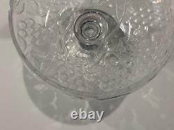 Vintage Antique Intaglio Cut Crystal Glass Centerpiece Compote Grapes Decoration