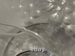Vintage Antique Intaglio Cut Crystal Glass Centerpiece Compote Grapes Decoration