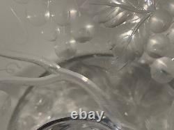 Vintage Antique Intaglio Cut Crystal Glass Centerpiece Compote Grapes Decoration