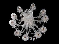 Vintage Art Nouveau Crystal Cut Glass Chandelier