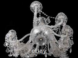 Vintage Art Nouveau Crystal Cut Glass Chandelier