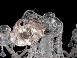 Vintage Art Nouveau Crystal Cut Glass Chandelier