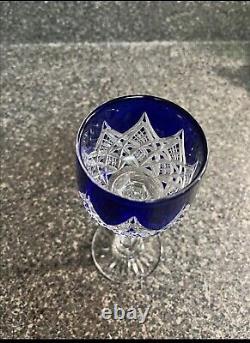 Vintage Baccarat Colbert Cut Crystal Cobalt Blue Rhine Wine