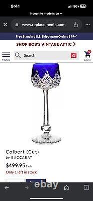 Vintage Baccarat Colbert Cut Crystal Cobalt Blue Rhine Wine