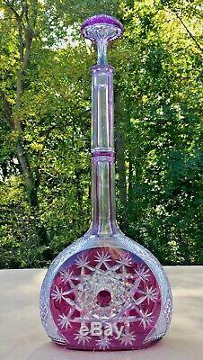 Vintage Baccarat Crystal Amethyst Cut to Clear TSAR Decanter 17