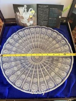 Vintage Bohemia Glass Hand Cut Crystal Bowl in Original Case Czechoslovakia Made