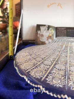 Vintage Bohemia Glass Hand Cut Crystal Bowl in Original Case Czechoslovakia Made