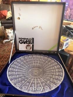Vintage Bohemia Glass Hand Cut Crystal Bowl in Original Case Czechoslovakia Made
