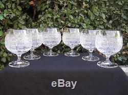 Vintage Bohemia Queen Lace Hand Cut Lead Crystal Brandy Glass 8.5 Oz 6 Pc
