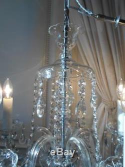 Vintage Bohemian All Cut Glass & Lead Crystal 5lt Chandelier 1 Of 2