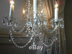 Vintage Bohemian All Cut Glass & Lead Crystal 5lt Chandelier 1 Of 2