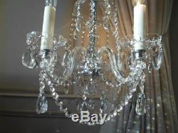 Vintage Bohemian All Cut Glass & Lead Crystal 5lt Chandelier 1 Of 2