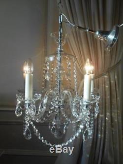 Vintage Bohemian All Cut Glass & Lead Crystal 5lt Chandelier 1 Of 2