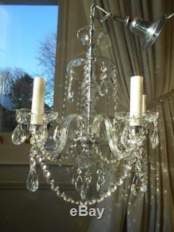 Vintage Bohemian All Cut Glass & Lead Crystal 5lt Chandelier 1 Of 2