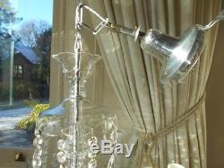 Vintage Bohemian All Cut Glass & Lead Crystal 5lt Chandelier 1 Of 2