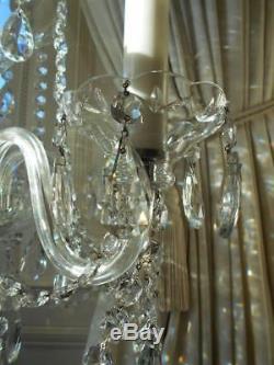 Vintage Bohemian All Cut Glass & Lead Crystal 5lt Chandelier 1 Of 2