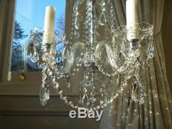 Vintage Bohemian All Cut Glass & Lead Crystal 5lt Chandelier 1 Of 2