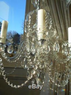 Vintage Bohemian All Cut Glass & Lead Crystal 5lt Chandelier 1 Of 2