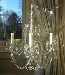 Vintage Bohemian All Cut Glass & Lead Crystal 5lt Chandelier 1 Of 2