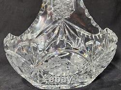 Vintage Bohemian Crystal Hand Cut Glass Oval Bridal Basket or Fruit Bowl AMAZING