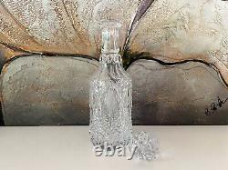 Vintage Bohemian Crystal Quilted Cut Glass Liquor Decanter with Stopper