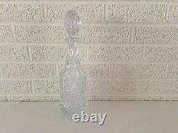 Vintage Bohemian Crystal Quilted Cut Glass Liquor Decanter with Stopper