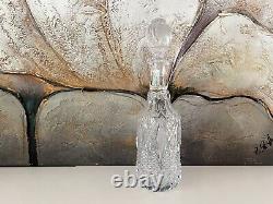 Vintage Bohemian Crystal Quilted Cut Glass Liquor Decanter with Stopper