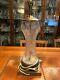 Vintage Bohemian Cut Crystal Glass & Brass Table Lamp, 21 Tall, 6 1/2 x 6 1/2